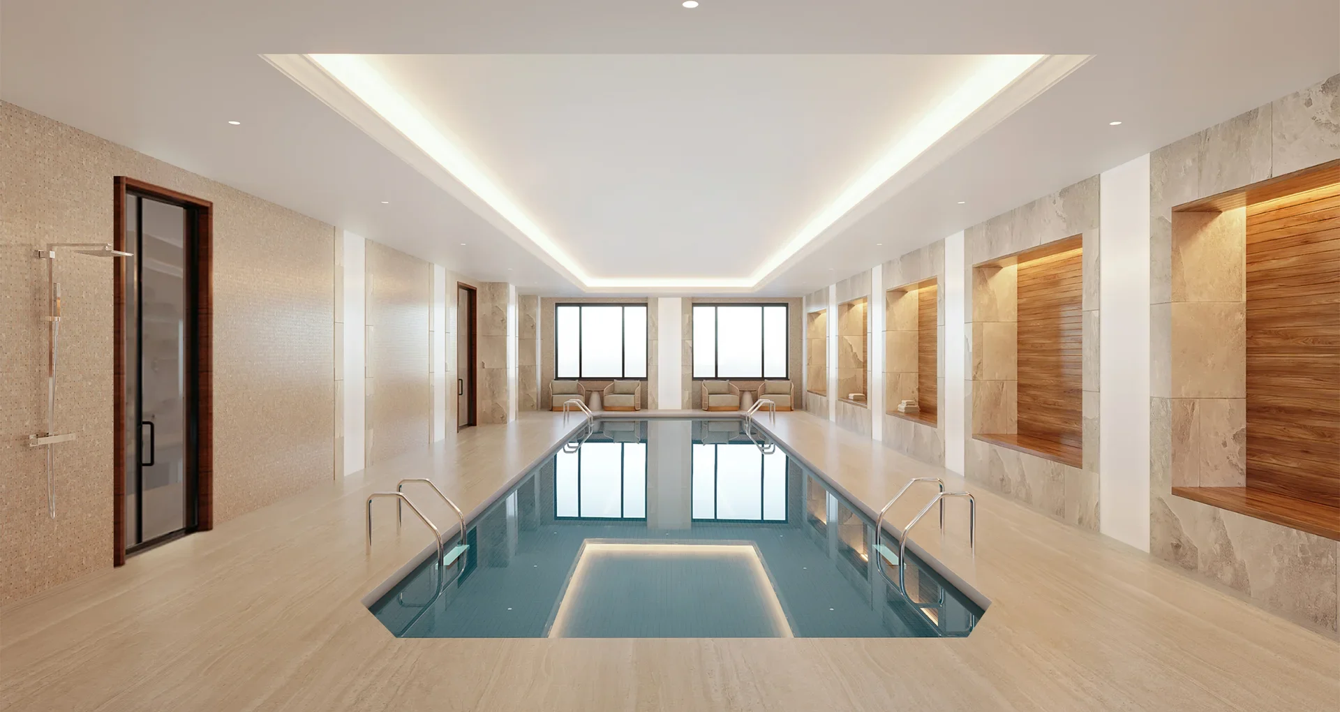 Indoor pool, one of the luxury amenities in The Strathmore NYC condos for sale on the upper east side - teaser image.