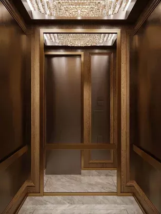 Detailed elevator design by Tony Ingrao at The Strathmore in New York's upper east side